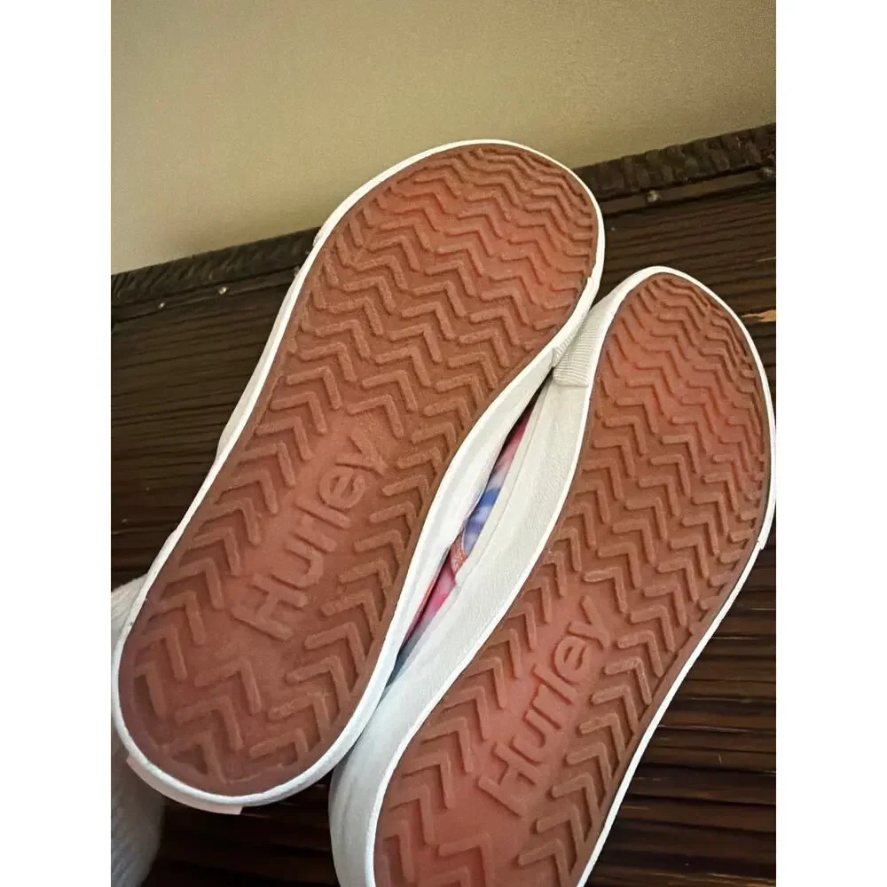 NEW Hurley Canvas Slip on Sneakers Girls Size 4 Pink Blue Purple Tie Dye Whimsy